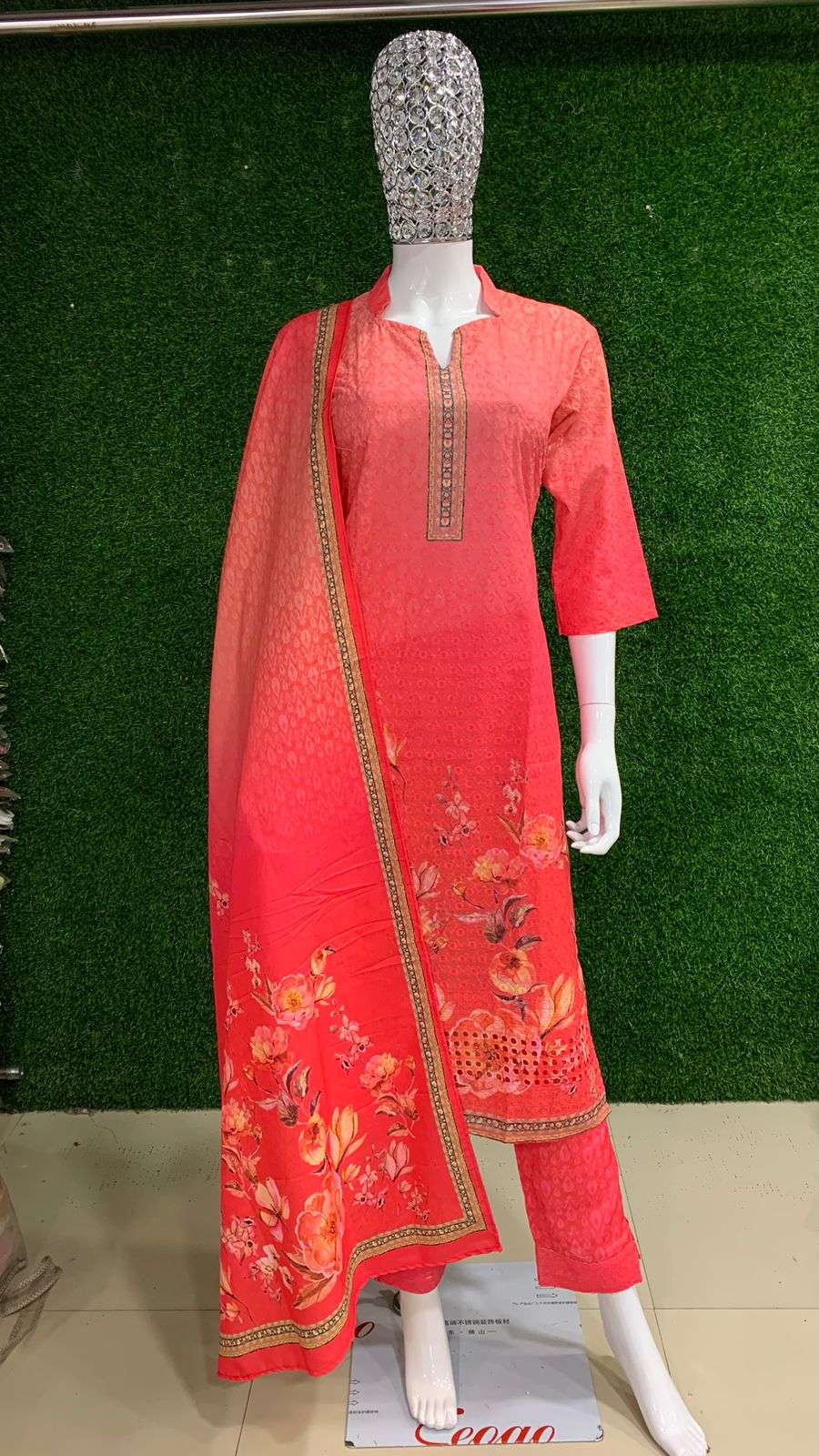 BEMITEX INDIA PRESENTS SHIFLI COTTON FABRIC NEW RED READYMADE 3 PIECE SUIT COMBO COLLECTION WHOLESALE SHOP IN SURAT